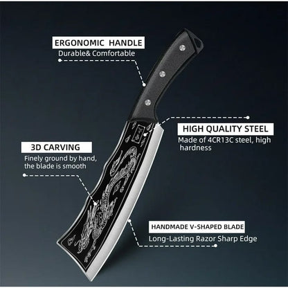 Dragon Chopping Knife Stainless Steel Blade